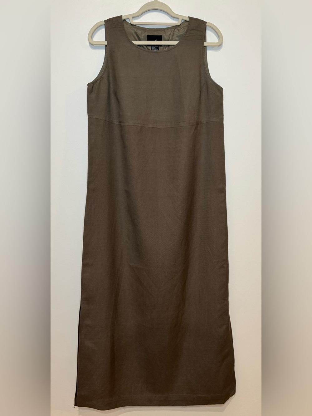 Positive Attitude Women’s Linen Blend Sleeveless Brown Shift Maxi Dress Size 12